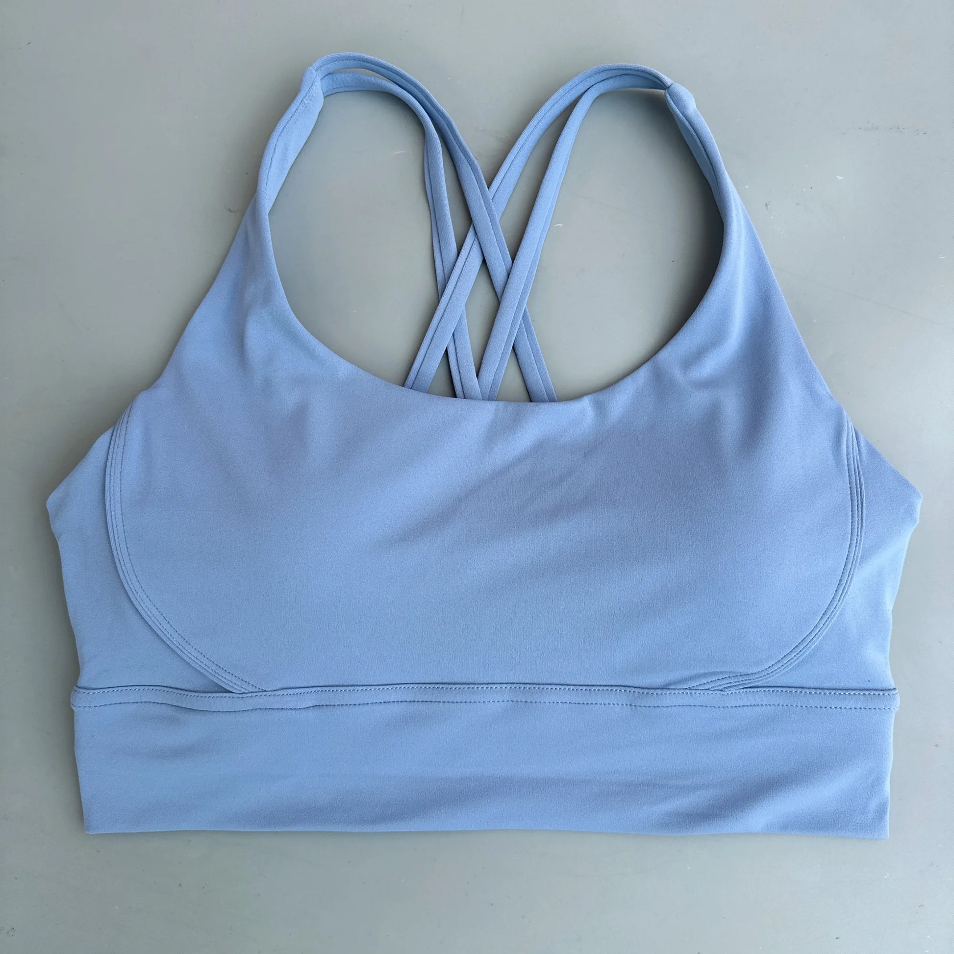 FlexiComfort Cross-Back Sports Bra: Soft Cross Back Yoga Top with Push-Up Chest Pad