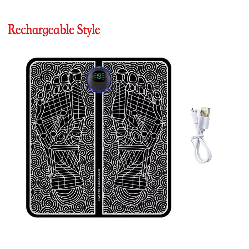 RecoverX Pulse Foot Massager Pad: Portable EMS recovery therapy for tired feet and muscle relaxation.