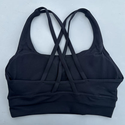 FlexiComfort Cross-Back Sports Bra: Soft Cross Back Yoga Top with Push-Up Chest Pad