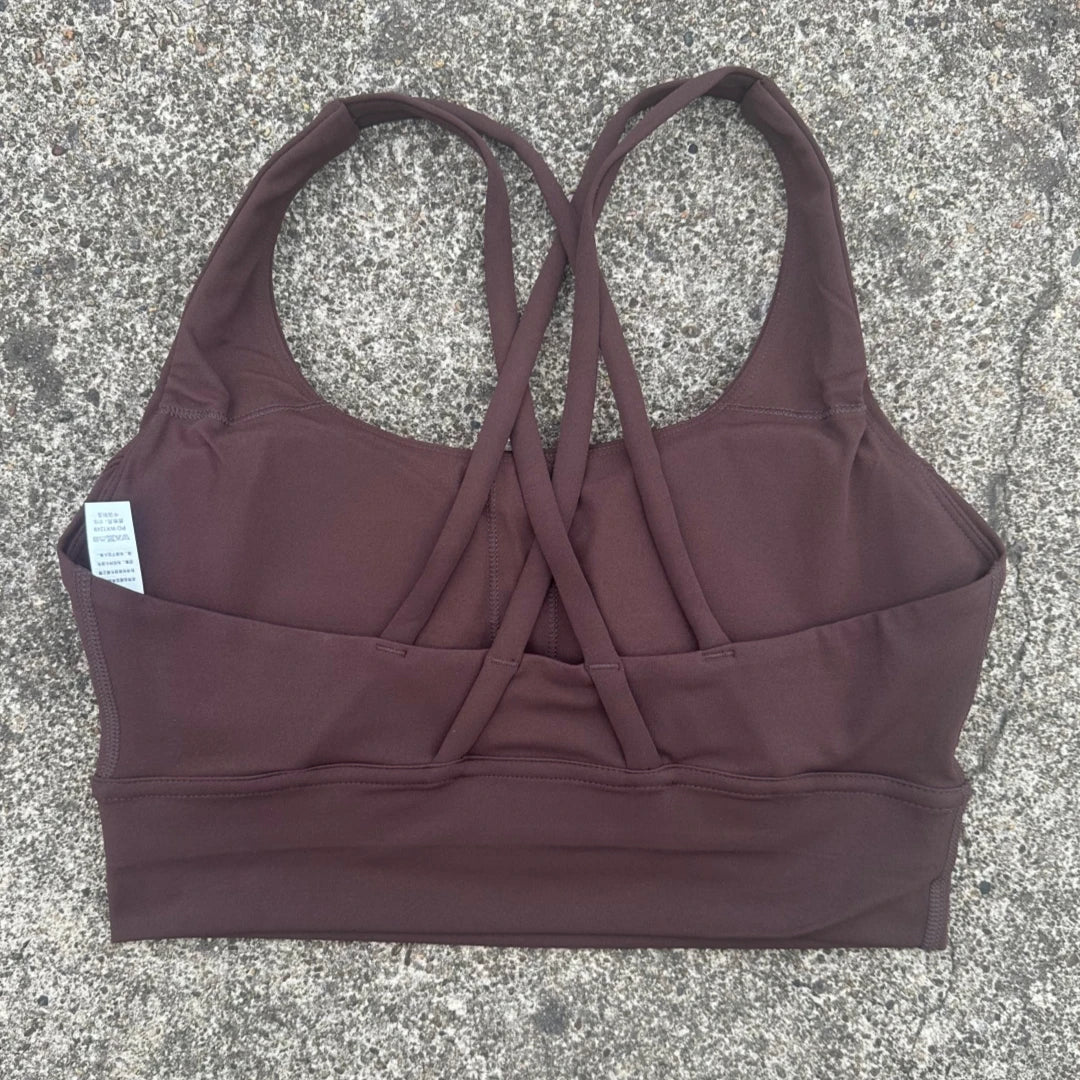 FlexiComfort Cross-Back Sports Bra: Soft Cross Back Yoga Top with Push-Up Chest Pad