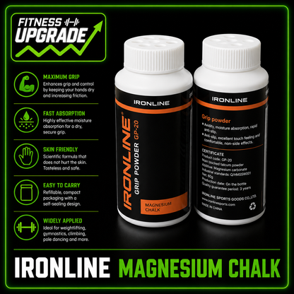 The IronLine Magnesium Chalk: Anti-slip grip support built for lifting and high-performance training.