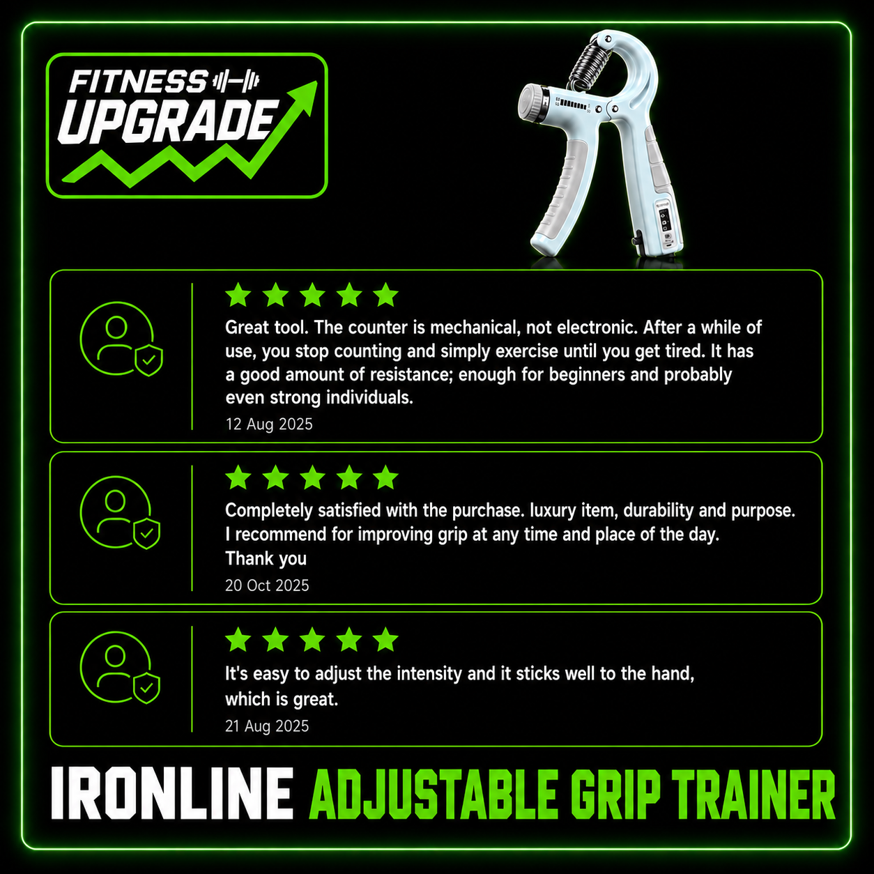 The IronLine Adjustable Grip Trainer: For hand, wrist and forearm grip strength improvement.