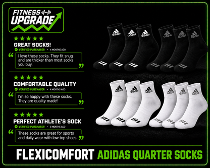FlexiComfort Adidas Quarter Socks: 6 Pairs for Ultimate Comfort and Performance