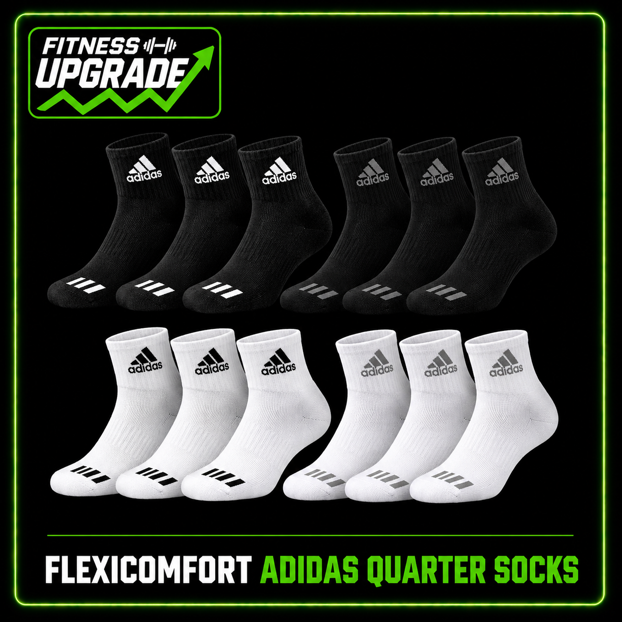 FlexiComfort Adidas Quarter Socks: 6 Pairs for Ultimate Comfort and Performance