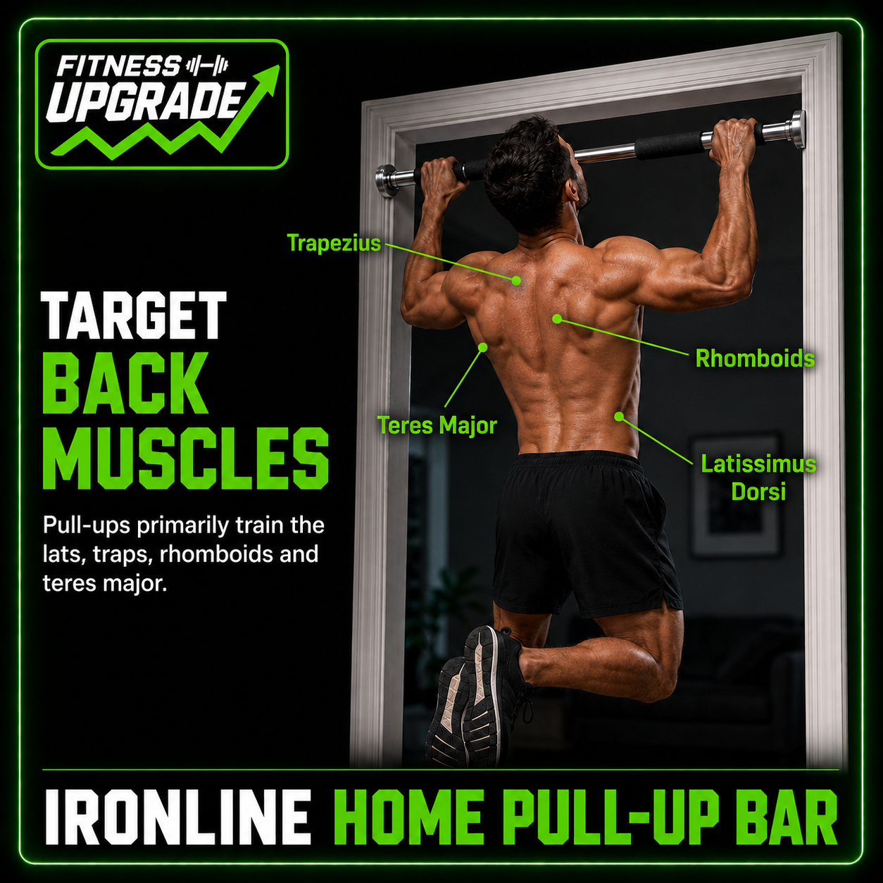 The IronLine Home Pull-up bar: Doorway strength training built for full upper-body progress.