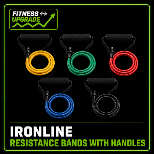 The IronLine Resistance Bands with handles: Multi-use home for endless home workouts.
