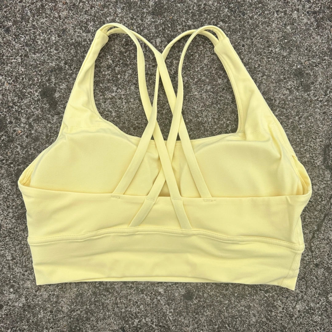 FlexiComfort Cross-Back Sports Bra: Soft Cross Back Yoga Top with Push-Up Chest Pad