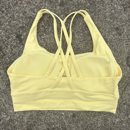 FlexiComfort Cross-Back Sports Bra: Soft Cross Back Yoga Top with Push-Up Chest Pad