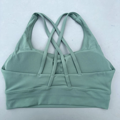 FlexiComfort Cross-Back Sports Bra: Soft Cross Back Yoga Top with Push-Up Chest Pad