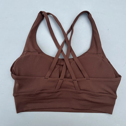 FlexiComfort Cross-Back Sports Bra: Soft Cross Back Yoga Top with Push-Up Chest Pad