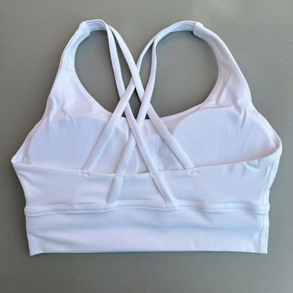 FlexiComfort Cross-Back Sports Bra: Soft Cross Back Yoga Top with Push-Up Chest Pad