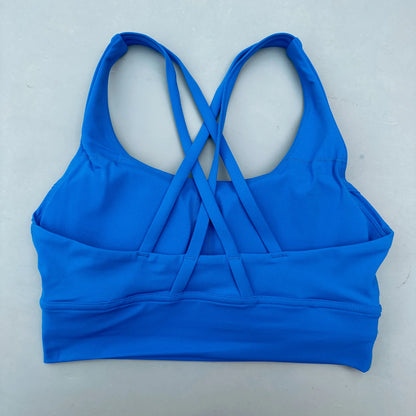 FlexiComfort Cross-Back Sports Bra: Soft Cross Back Yoga Top with Push-Up Chest Pad