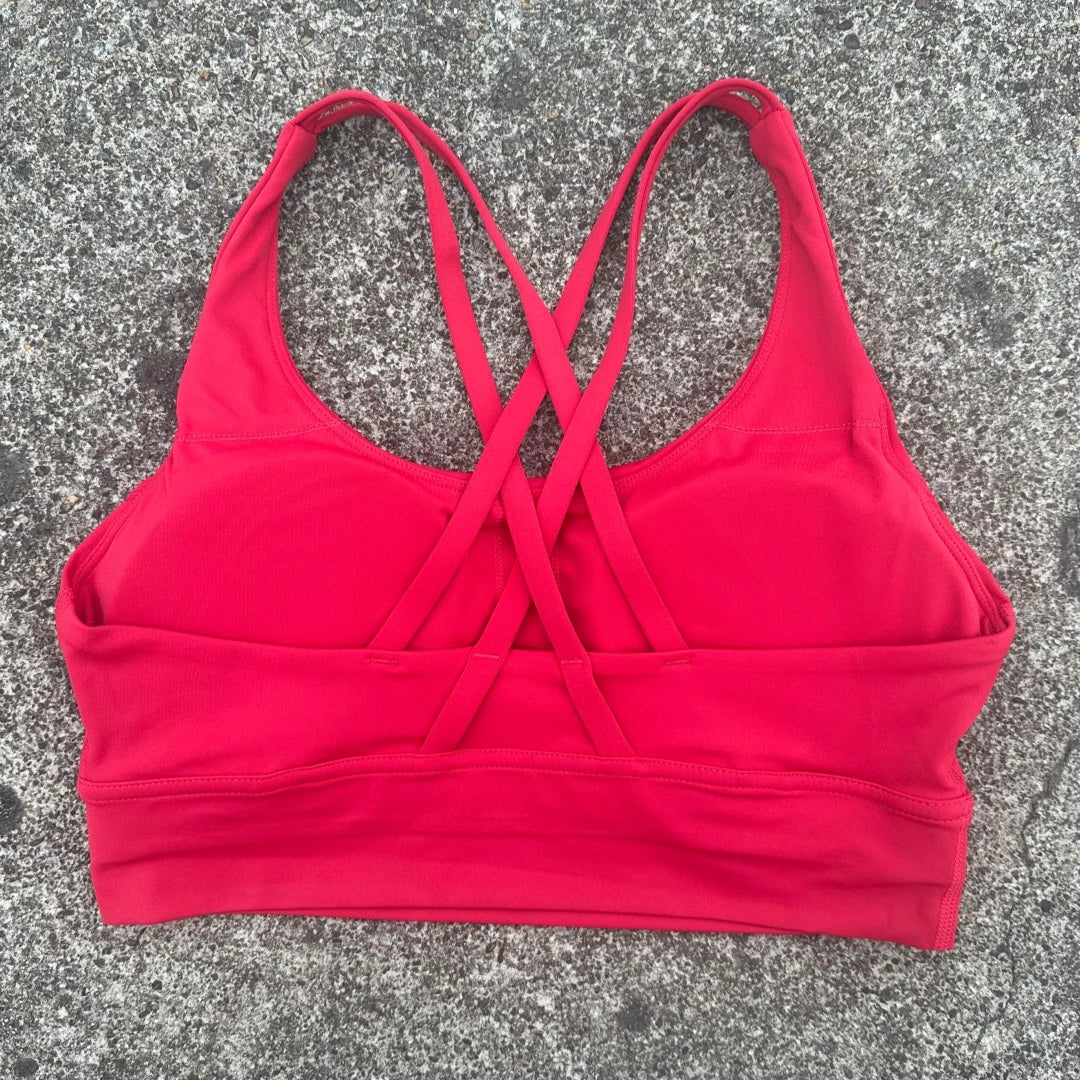 FlexiComfort Cross-Back Sports Bra: Soft Cross Back Yoga Top with Push-Up Chest Pad