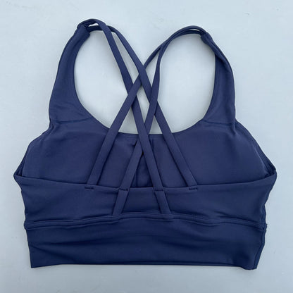 FlexiComfort Cross-Back Sports Bra: Soft Cross Back Yoga Top with Push-Up Chest Pad